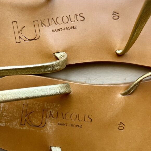 KJacques Loki Ombeline Metallic Gold Flat Criss Cross Strappy Sandal EU 40 US 10 - Picture 8 of 13